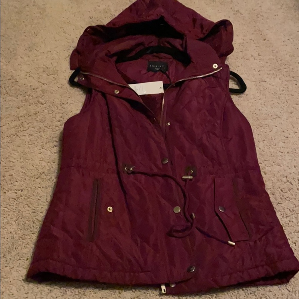 Maroon fur lined vest